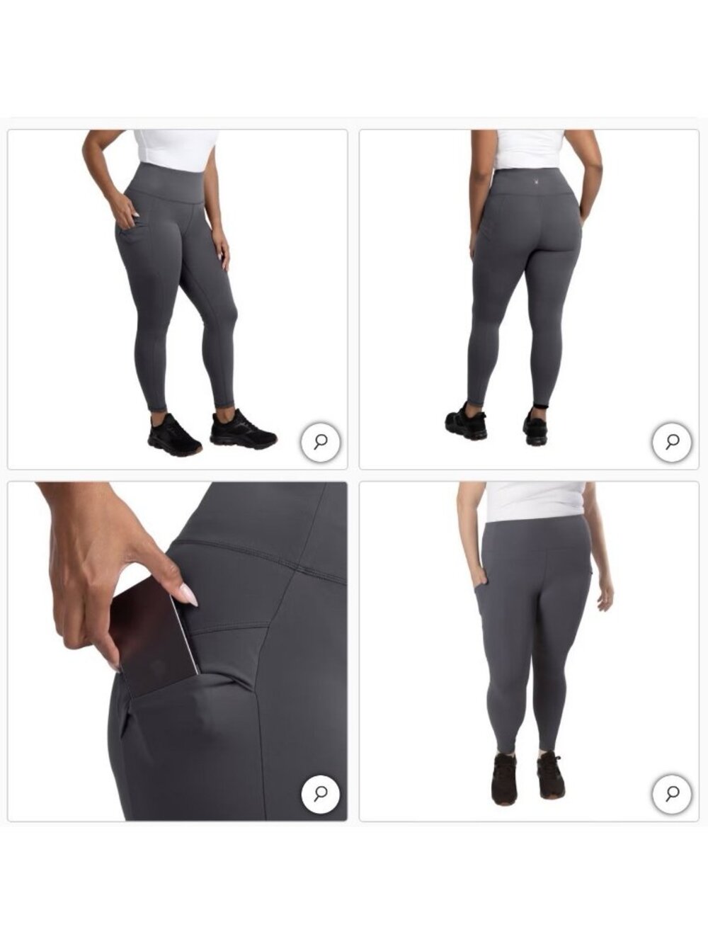 Spyder Womens Leggings Large Gray Grey 26.5 Inseam Lycra Stretch Pockets NWT